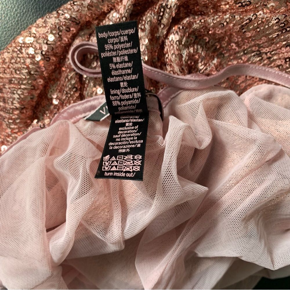 VICTORIAS SECRET SEQUIN SLIP DRESS CRISS CROSS PINK - Picture 9 of 12